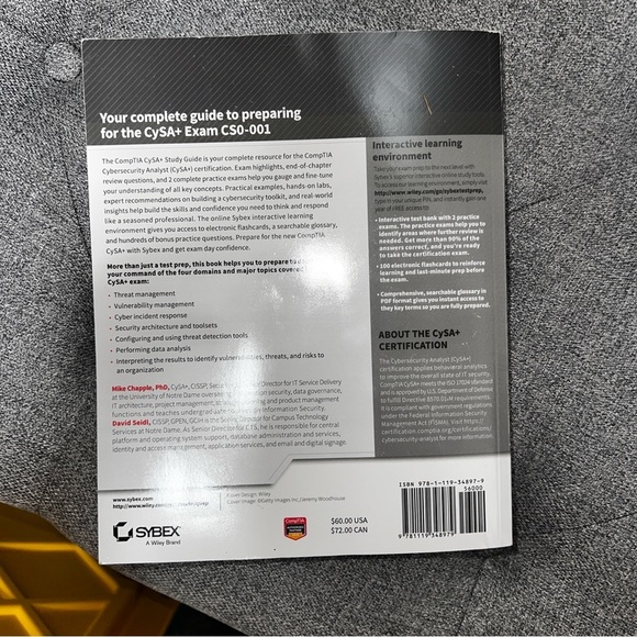 Comptia Cysa+ Study Guide: Exam Cs0-001 by Chapple, Mike; Seidl, David - Picture 2 of 2